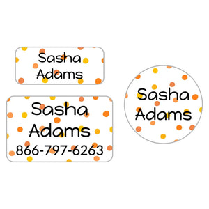 kids' clothing labels bundle in pom pom orange