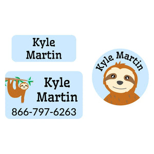 clothing labels pack for kids sloth blue