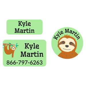 clothing labels pack for kids sloth green