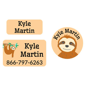 clothing labels pack for kids sloth orange