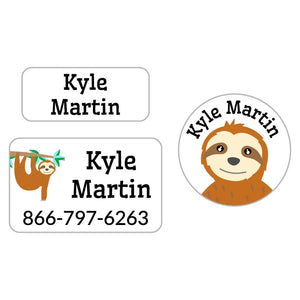clothing labels pack for kids sloth white