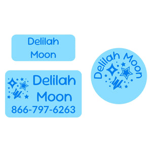 clothing labels pack stars blue