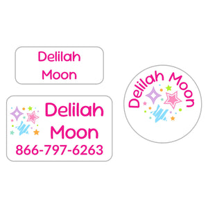 clothing labels pack stars pink rainbow