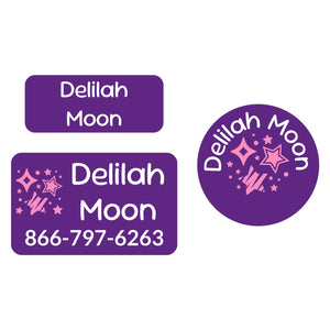 clothing labels pack stars purple pink