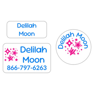 clothing labels pack stars pink blue