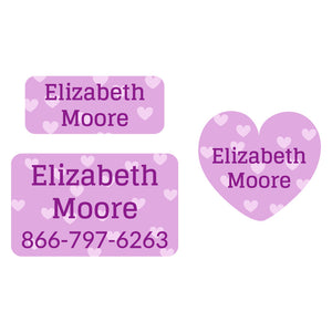 sweetheart purple clothing labels pack