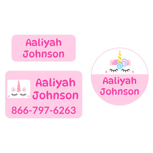 clothing name labels bundle for kids unicorn light pink