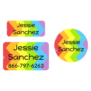 kids' clothing label bundle in zig zag rainbow