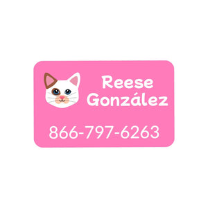 cats pink rectangle iron-on clothing labels