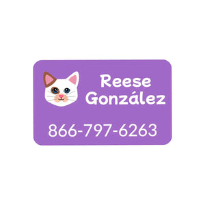 cats purple rectangle iron-on clothing labels