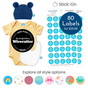 Custom circle clothing name labels from Name Bubbles