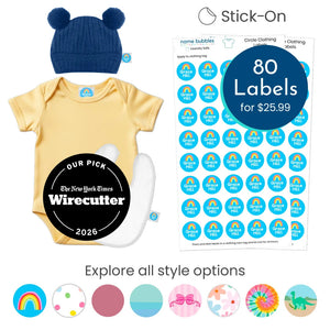 Name Bubbles custom laundry-safe circle clothing labels for kids