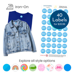 Custom circle iron-on clothing labels half order