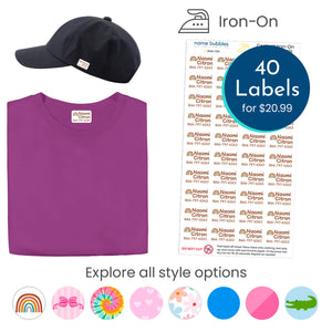 Custom contact iron-on clothing labels half order