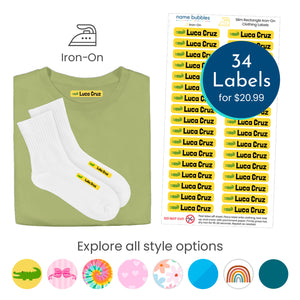 Custom slim rectangle iron-on labels half-order