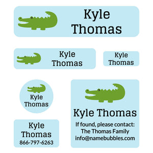 day camp labels pack allligator light blue