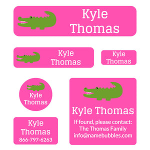 day camp labels pack allligator pink