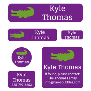 day camp labels pack allligator purple