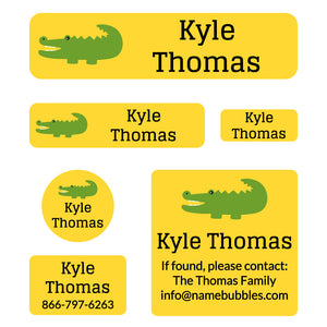 day camp labels pack allligator yellow