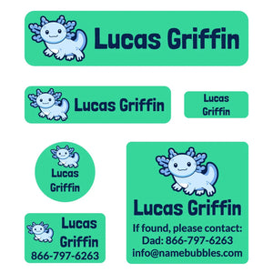 day camp labels pack axolotl gree