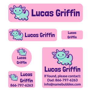 day camp labels pack axolotl pink