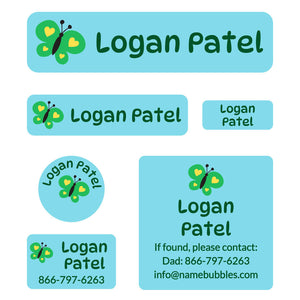 day camp labels pack butterfly blue
