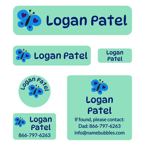 day camp labels pack butterfly green
