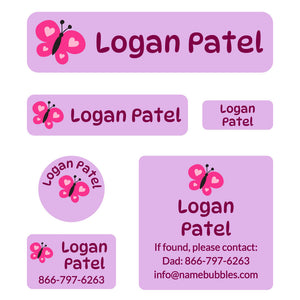day camp labels pack butterfly purple