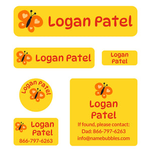 day camp labels pack butterfly yellow