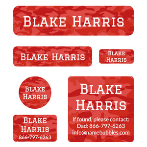 day camp labels pack camo red