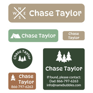 day camp labels pack campsite dino roar