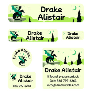 day camp labels pack dragon green