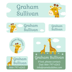 day camp labels pack giraffe green