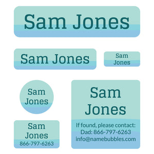 day camp labels pack ombre blue