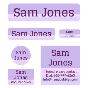 day camp labels pack ombre purple