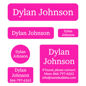 day camp labels pack one color hot pink