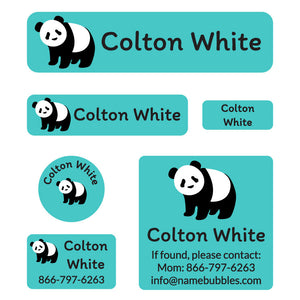 day camp labels pack panda aqua
