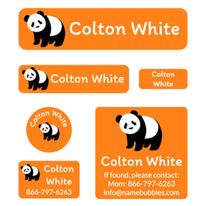 day camp labels pack panda orange