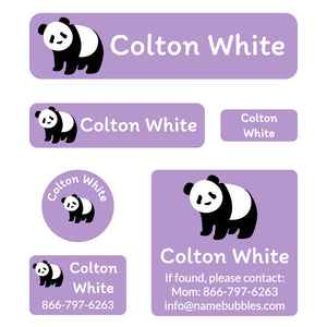 day camp labels pack panda purple