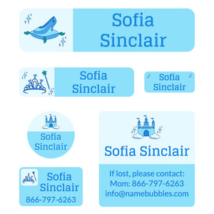 day camp labels pack princess blue