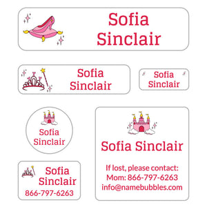 day camp labels pack princess white pink