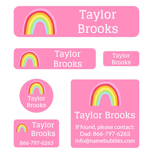 day camp labels pack rainbows pink