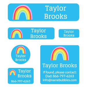 day camp labels pack rainbows sky blue