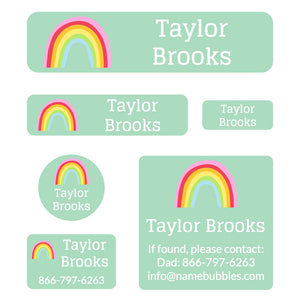 day camp labels pack rainbows turquoise