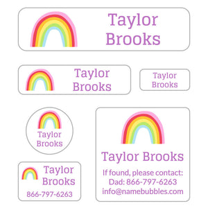 day camp labels pack rainbows white lavender