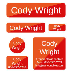 day camp labels pack split red