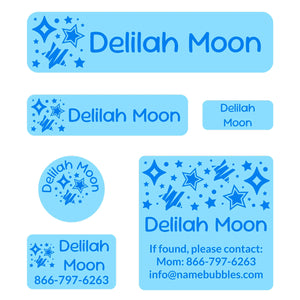 day camp labels pack stars blue