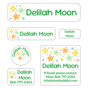 day camp labels pack stars green rainbow