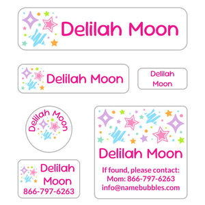 day camp labels pack stars pink rainbow