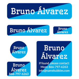 day camp labels pack two-tone navy blue - bright blue